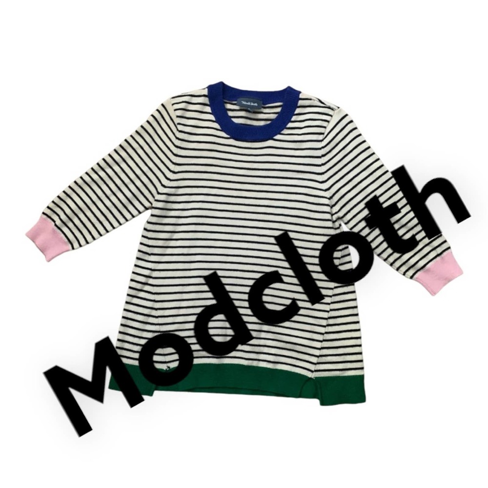 Striped Crewneck Women’s Sweater with Color-Block Trim
